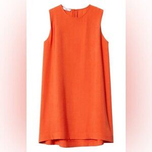 Mango Oversized Fluid Shift Dress Flowy Orange Red Sleeveless Size XS